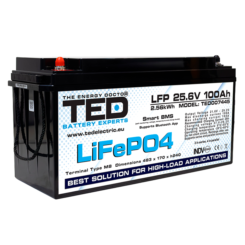 Baterie LiFePO4 24V 100Ah - Acumulator BMS, Bluetooth TED Electric TED007445