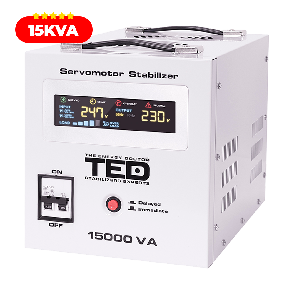Regulator stabilizator tensiune servomotor monofazic 15KVA 12kW TED005045