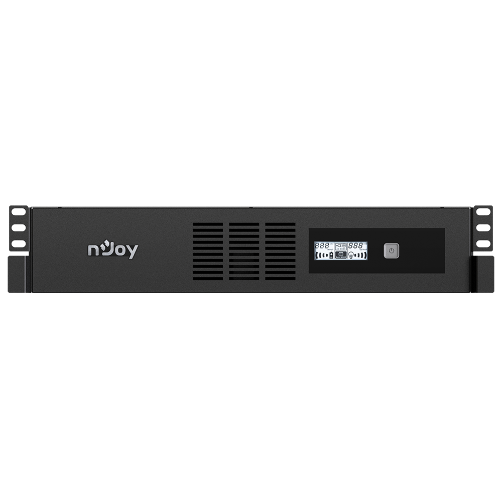 UPS 800VA 480W rackabil entry level pentru router, switch, nas nJoy Code fata display