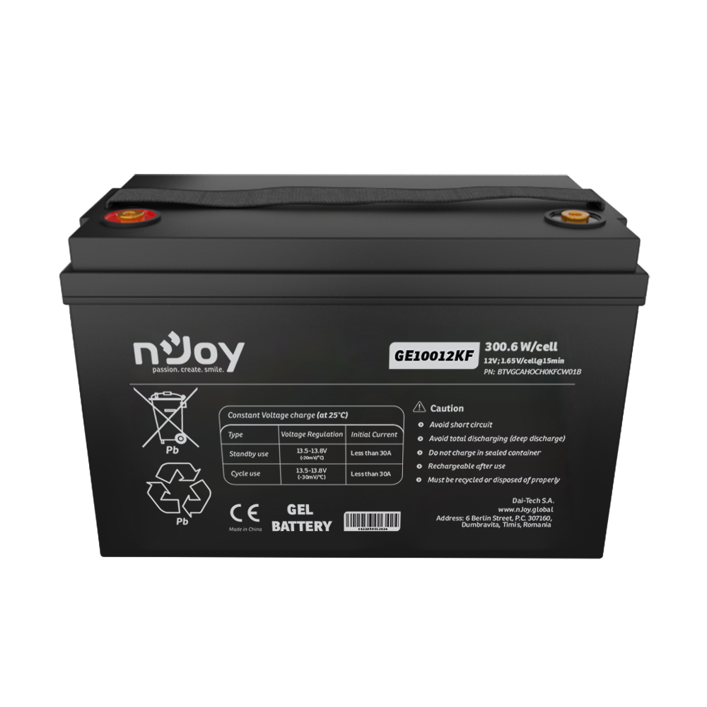 Baterie 12V 100Ah GEL Deep Cycle nJoy pentru UPS si Fotovoltaic Solar