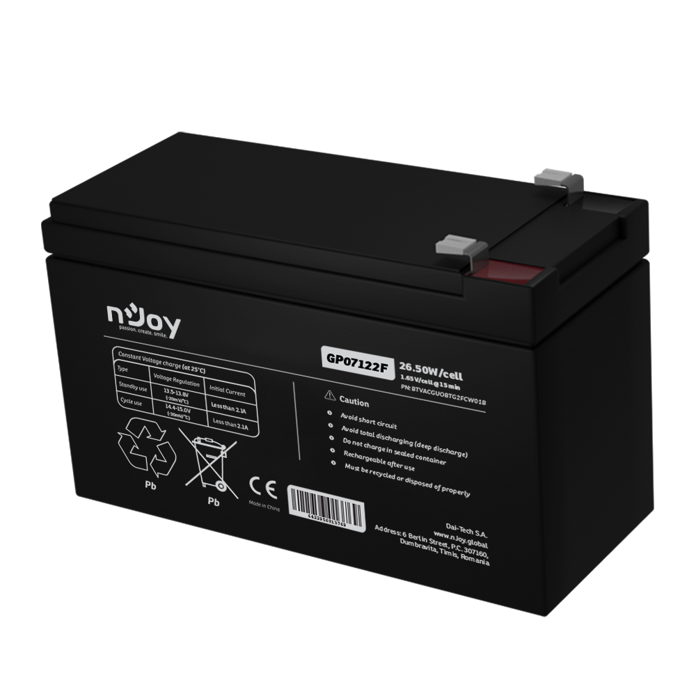 Acumulator 12V 7Ah nJoy GP07122F cu terminal F2