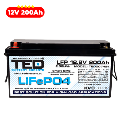 Baterie LiFePO4 12V 200Ah - Acumulator BMS, Bluetooth TED Electric TED007421