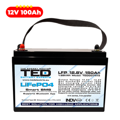 Baterie LiFePO4 12V 100Ah - Acumulator BMS, Bluetooth TED Electric TED007407