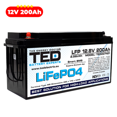 Baterie LiFePO4 12V 200Ah - Acumulator BMS, Bluetooth TED Electric TED007421