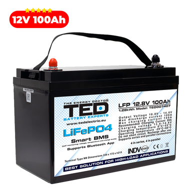 Baterie LiFePO4 12V 100Ah - Acumulator BMS, Bluetooth TED Electric TED007407