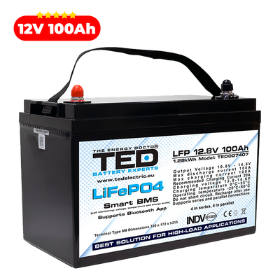 Baterie LiFePO4 12V 100Ah - Acumulator BMS, Bluetooth TED Electric TED007407