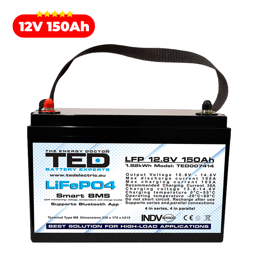 Baterie LiFePO4 12V 150Ah - Acumulator BMS, Bluetooth TED Electric TED007414