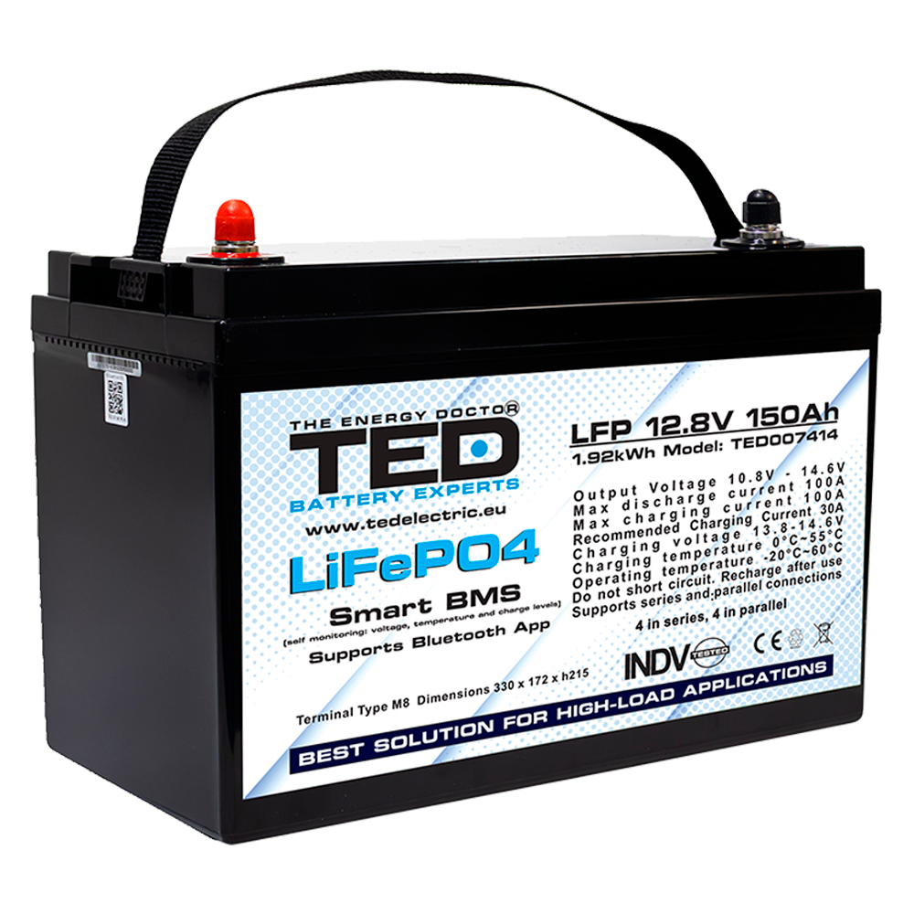Baterie LiFePO4 12V 150Ah - Acumulator BMS, Bluetooth TED Electric TED007414