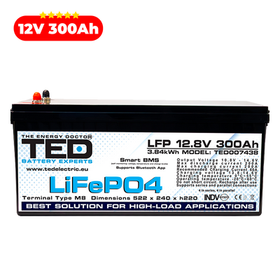 Baterie LiFePO4 12V 300Ah - Acumulator BMS, Bluetooth TED Electric TED007438