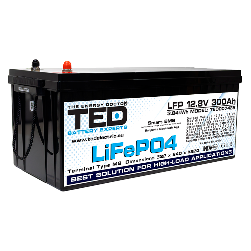 Baterie LiFePO4 12V 300Ah - Acumulator BMS, Bluetooth TED Electric TED007438