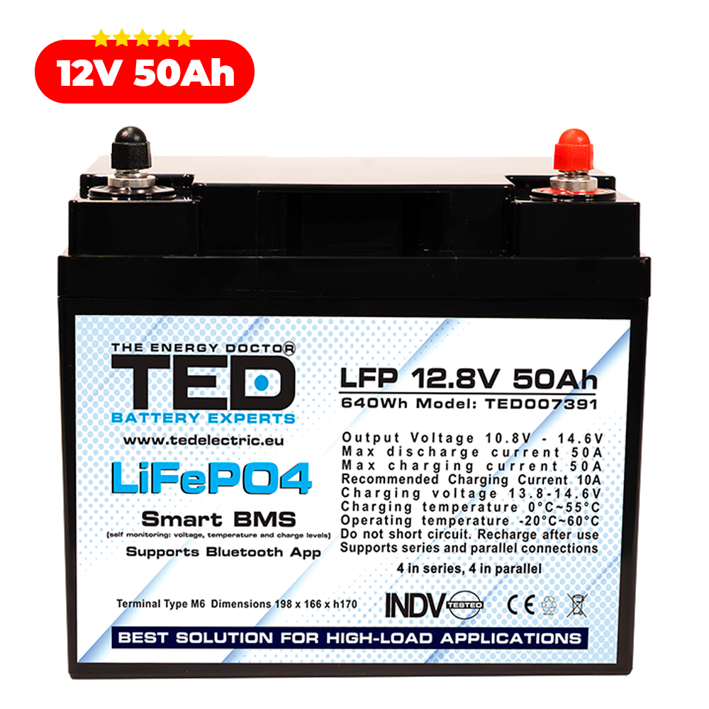 Baterie LiFePO4 12V 50Ah - Acumulator BMS, Bluetooth TED Electric TED007391