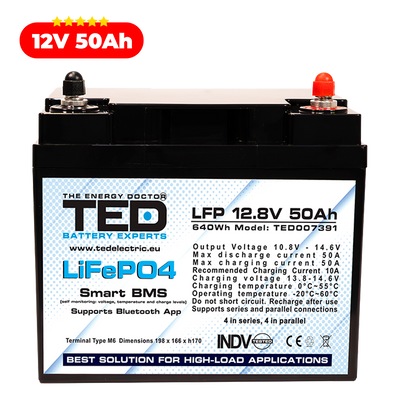 Baterie LiFePO4 12V 50Ah - Acumulator BMS, Bluetooth TED Electric TED007391