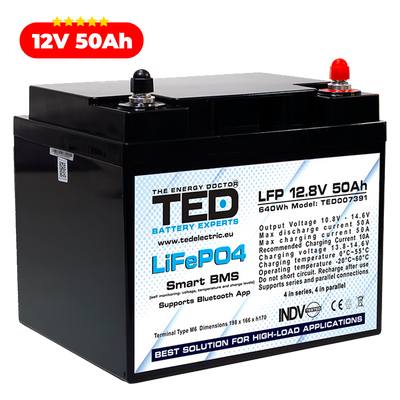 Baterie LiFePO4 12V 50Ah - Acumulator BMS, Bluetooth TED Electric TED007391