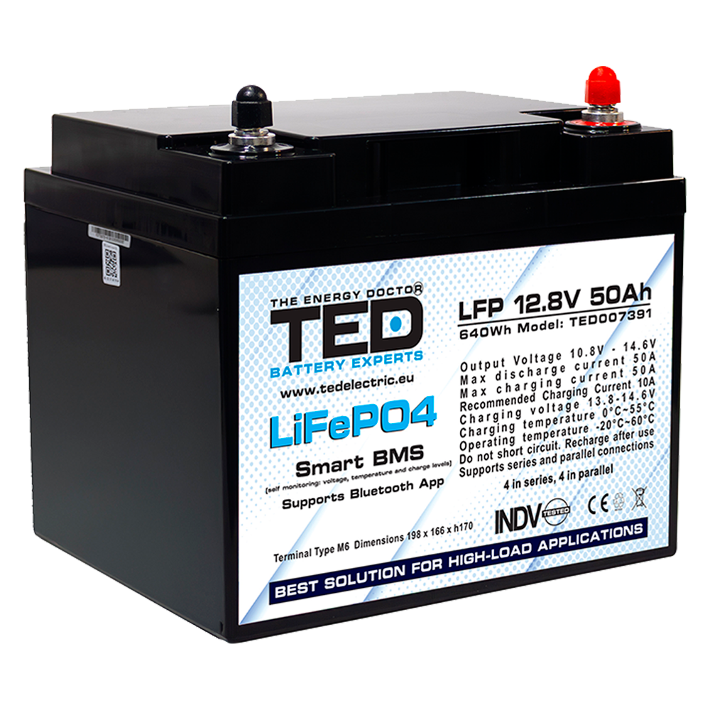 Baterie LiFePO4 12V 50Ah - Acumulator BMS, Bluetooth TED Electric TED007391