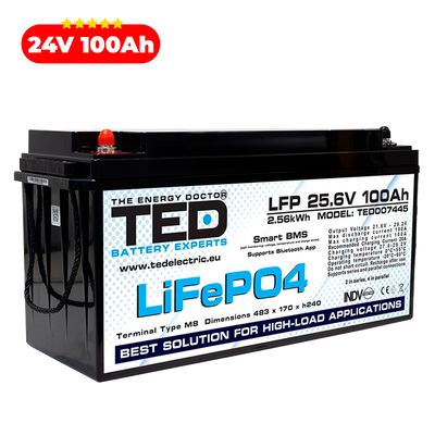 Baterie LiFePO4 24V 100Ah - Acumulator BMS, Bluetooth TED Electric TED007445