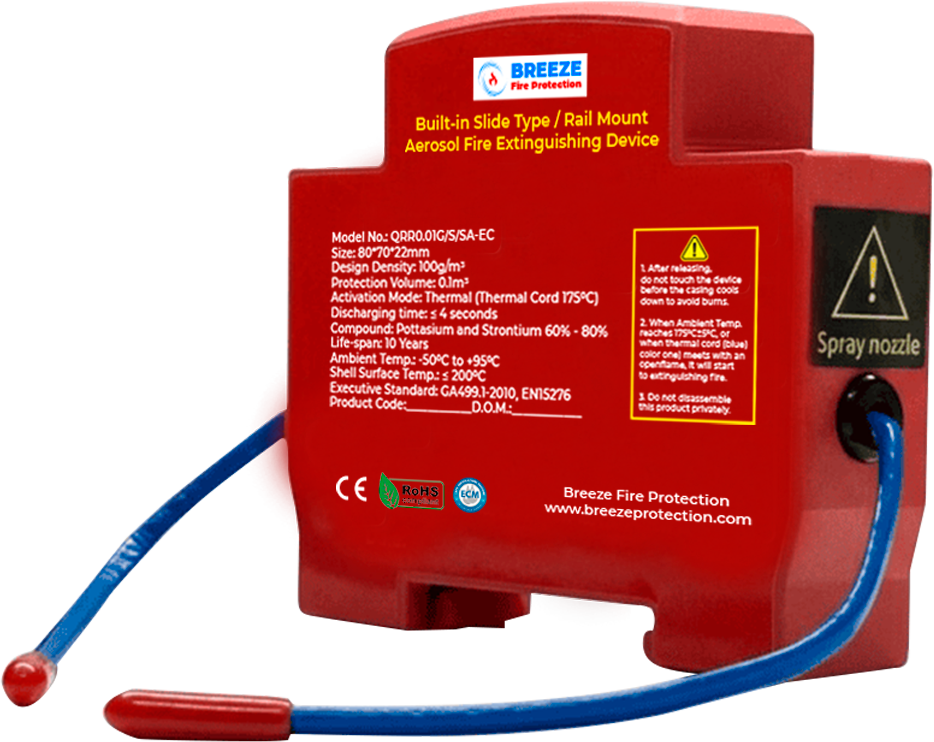 Stingere Incendiu Tablouri Electrice - Dispozitiv Sina DIN Breeze Fire Protection Certificat CE, ISO, TUV