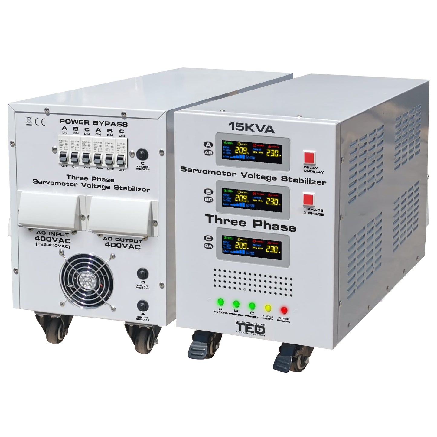 Stabilizator Tensiune Trifazic 15KVA 12kW servomotor TED Electric