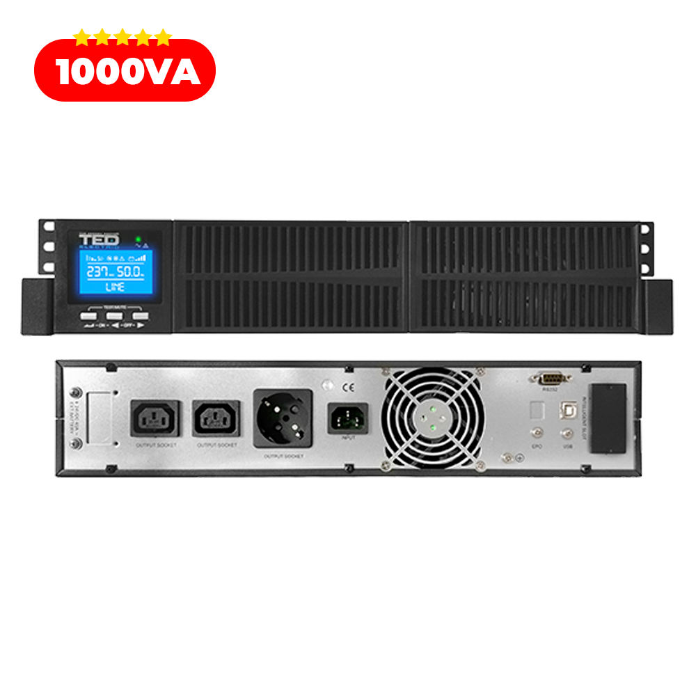 UPS 1000VA 900W Rackabil Online Dubla Conversie TED Electric TED004048