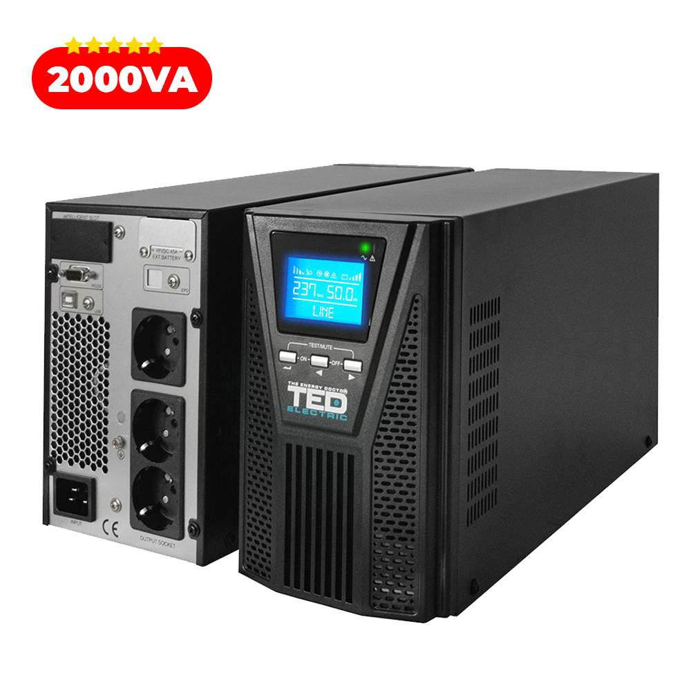 UPS 2000VA 1800W TED Electric Online Dubla Conversie