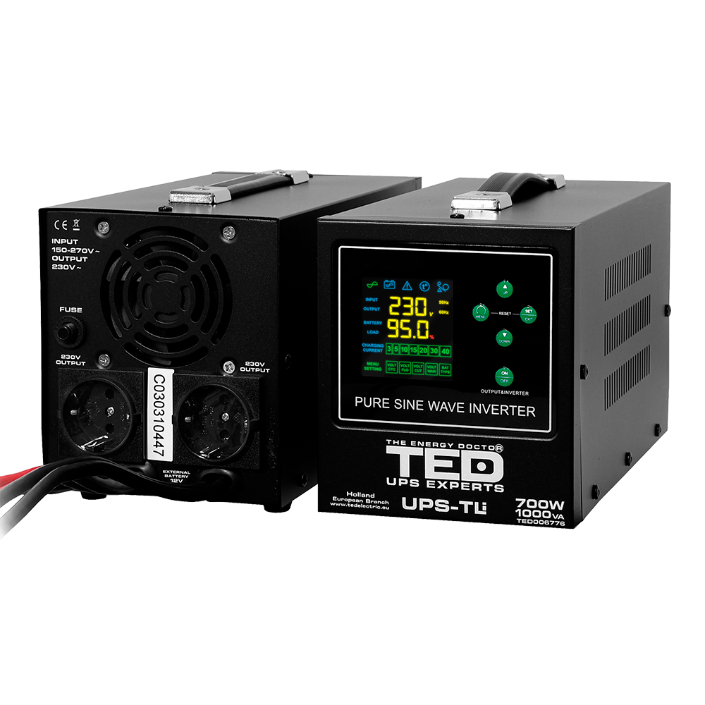 UPS Centrala Termica 1000VA 700W Litiu LiFePO4 TED Electric baterie externa