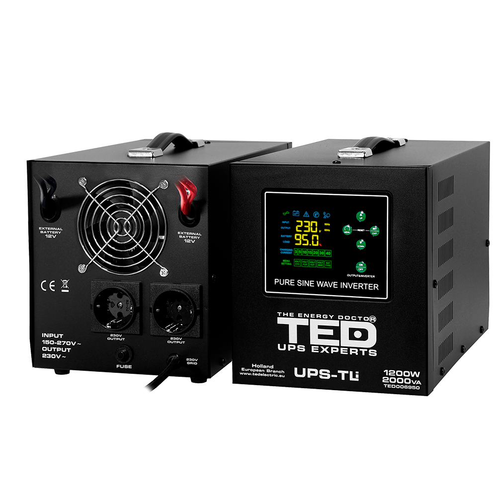 UPS Centrala Termica 2000VA 1200W Litiu LiFePO4 TED Electric baterie externa auto