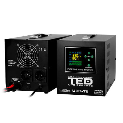UPS Centrala Termica 2500VA 1800W Litiu LiFePO4 TED Electric cu baterie auto externa