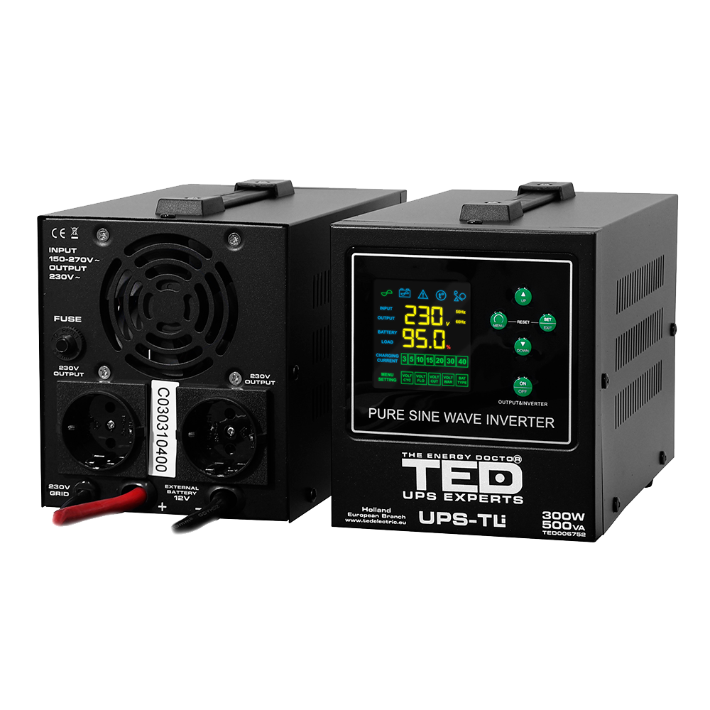 UPS Centrala Termica 500VA 300W Litiu LiFePO4 cu baterie externa auto