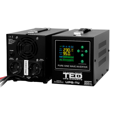 UPS Centrala Termica 800VA 500W Litiu LiFePO4 TED Electric cu baterie externa auto